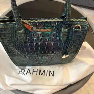 Brahmin Blue Satchel with Gold Accents (Caroline Dragon Melbourne)